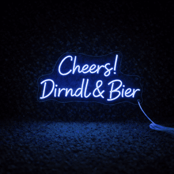 Cheers! Dirndl & Bier LED-Neonschild für Bar und Oktoberfest