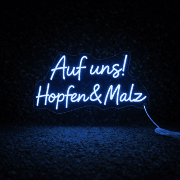 Auf uns! Hopfen &amp; Malz LED-Neonschild für Bar und Brauerei