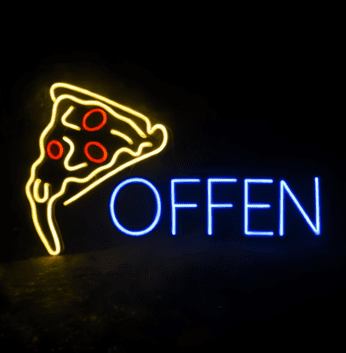 Pizzastück LED Neonschild für Restaurant und Imbiss
