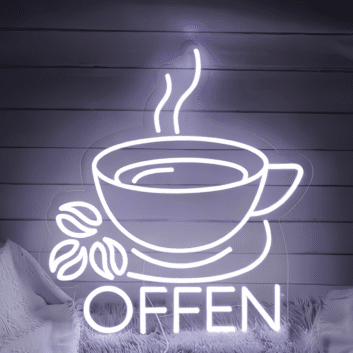 Kaffeetasse mit Kaffeebohnen LED Neonschild für Café und Restaurant