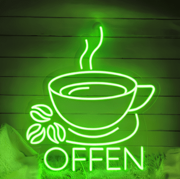 Kaffeetasse mit Kaffeebohnen LED Neonschild für Café und Restaurant