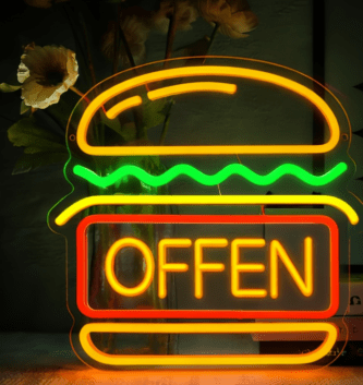 Burger LED Neonschild für Restaurant und Imbiss