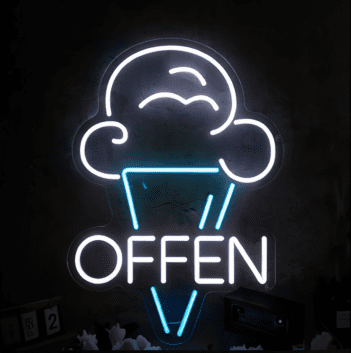Eiswaffel LED Neonschild für Eisdiele und Café