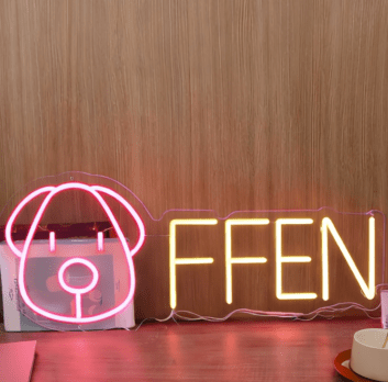 OFFEN LED Neonschild mit Hundemotiv für Laden und Café