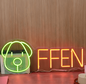 OFFEN LED Neonschild mit Hundemotiv für Laden und Café