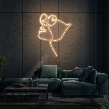 Gesicht mit Sonnenbrille Linienzeichnung LED-Neonschild für Wohnzimmer Lounge