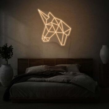 geometrischer Einhornkopf LED-Neonschild Schlafzimmer Wohnzimmer