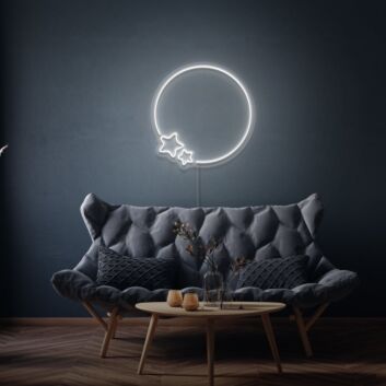 Kreis mit zwei Sternen LED-Neonschild für Wohnzimmer oder Kinderzimmer