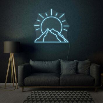 Berg mit Sonne LED-Neonschild für Wohnzimmer oder Schlafzimmer