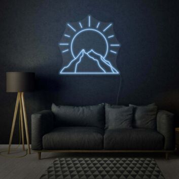 Berg mit Sonne LED-Neonschild für Wohnzimmer oder Schlafzimmer