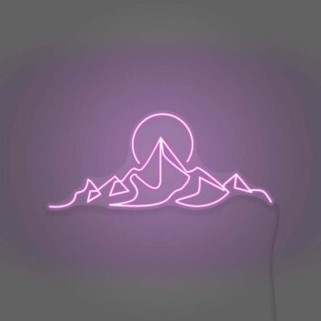 Berglandschaft mit Sonne LED-Neonschild für Wohnzimmer oder Schlafzimmer