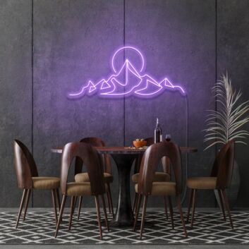 Berglandschaft mit Sonne LED-Neonschild für Wohnzimmer oder Schlafzimmer