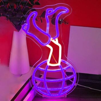 Beine auf Globus LED-Neonschild Wohnzimmer Studio