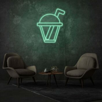 Getränkebecher mit Trinkhalm LED-Neonschild für Café oder Wohnzimmer