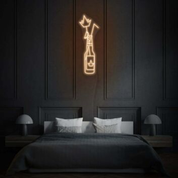 Sektflasche mit Krone LED-Neonschild für Wohnzimmer und Bar