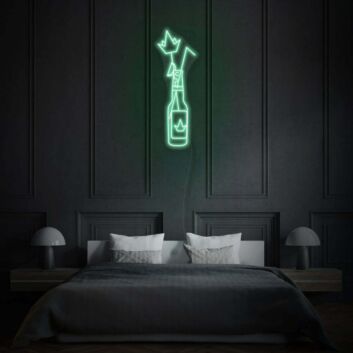 Sektflasche mit Krone LED-Neonschild für Wohnzimmer und Bar
