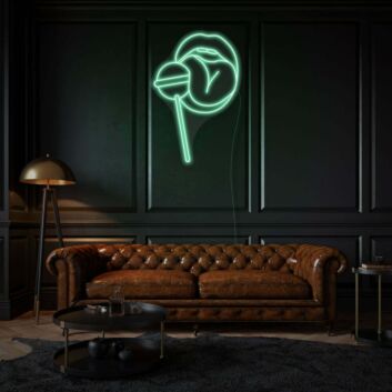 Lippen mit Lutscher LED-Neonschild Wohnzimmer Bar