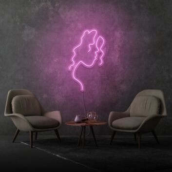 Kontur eines Frauenprofils LED-Neonschild für Wohnzimmer Studio