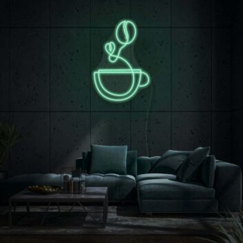Kaffeetasse mit Kaffeebohne LED-Neonschild für Wohnzimmer oder Café