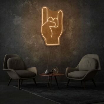 Hand mit Rockgeste LED-Neonschild Wohnzimmer Musikraum