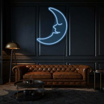 Halbmond mit Gesicht LED-Neonschild Wohnzimmer Schlafzimmer