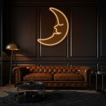 Halbmond mit Gesicht LED-Neonschild Wohnzimmer Schlafzimmer