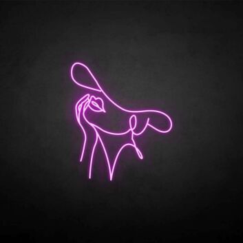 Elegantes Porträt mit Hut als LED-Neonschild