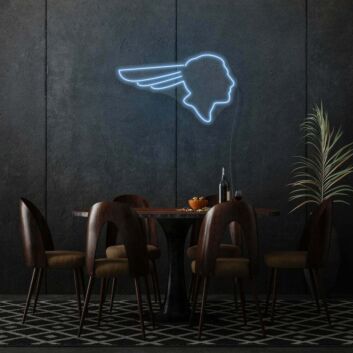 Profil eines geflügelten Kopfes LED-Neonschild für Wohnzimmer Bar