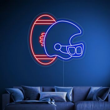 American Football Helm und Ball LED-Neonschild für Wohnzimmer Sportbar