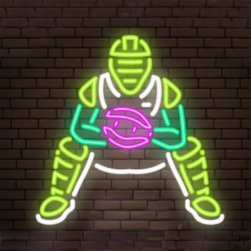 Baseball-Catcher als LED-Neonschild