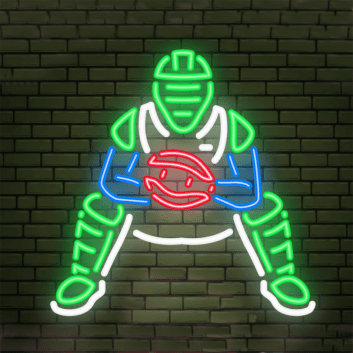 Baseballspieler Neon LED Wandlicht