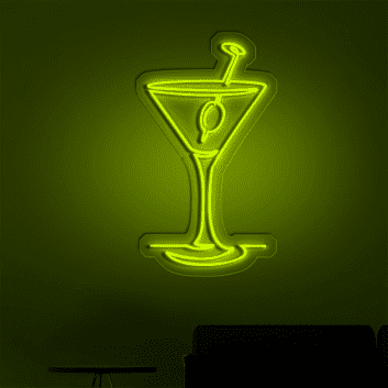 Cocktailglas mit Olive LED-Neonschild für Bar Club