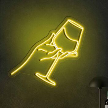 Hand mit Weinglas LED-Neonschild für Bar und Wohnzimmer