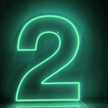 Zahl Zwei LED Neonschild für Bar und Cafe