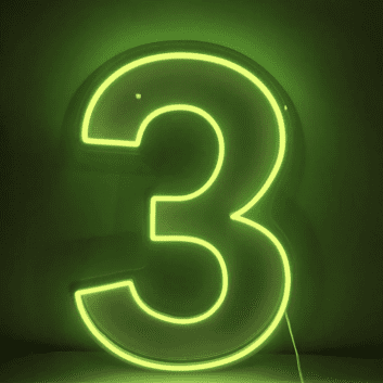 LED Neon Zahl 3 als moderne Wanddekoration