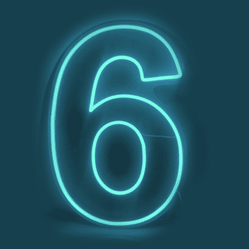 Zahl Sechs LED Neonschild für Bar und Restaurant