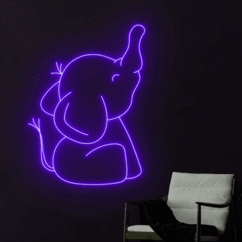 sitzender Elefant LED-Neonschild Wohnzimmer Kinderzimmer