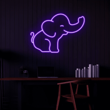 sitzender Elefant LED-Neonschild Wohnzimmer Kinderzimmer