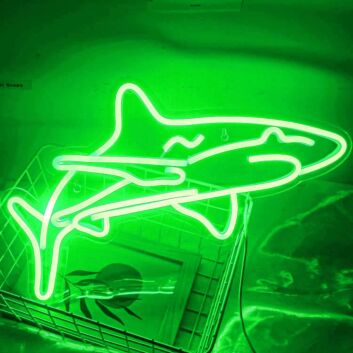 Grünes Hai LED Neonschild moderne Wanddekoration für Zuhause und Studio
