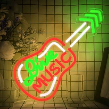 Love Music LED Neonschild mit Gitarren Motiv