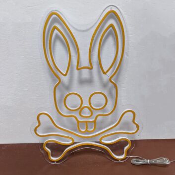 Hasenschädel mit gekreuzten Knochen LED-Neonschild für Bar Club
