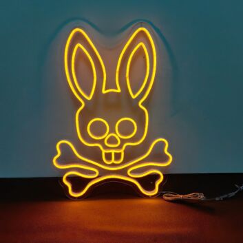 Hasenschädel LED-Neonschild mit gekreuzten Knochen