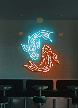 Koi Fische LED-Neonschild für Restaurant und Wohnzimmer