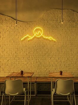 Berglandschaft mit Sonne LED-Neonschild für Café und Wohnzimmer
