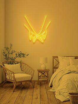 Hände mit eingehakten kleinen Fingern LED-Neonschild Schlafzimmer Wohnzimmer