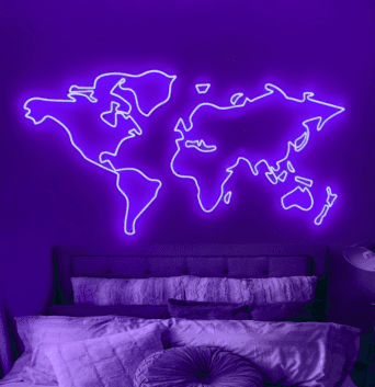 Weltkarte LED Neonschild moderne Wanddekoration
