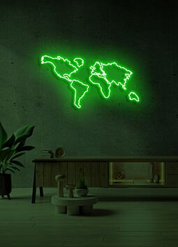 World map Neon Adventure Awaits in Glowing Lines