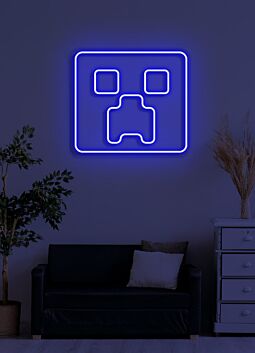 Square face Neon Abstract Artistic Piece, Adding a Contemporary Touch