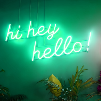 Hi Hey Hello Neon Sign Illuminate Your Greeting with Vibrant Energy