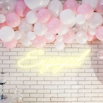 Engaged Neon Illumination Celebrating Love